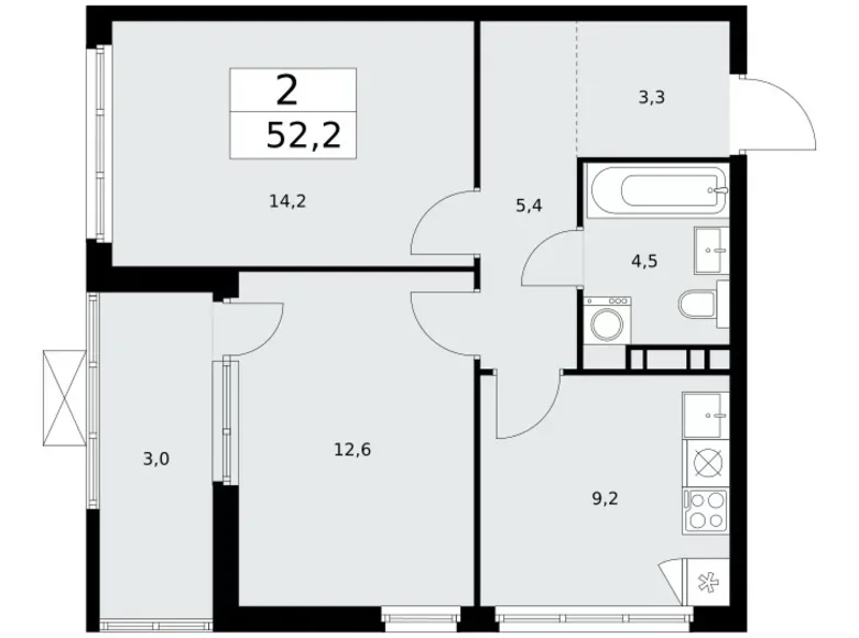 Квартира 2 комнаты 52 м² район Коммунарка, Россия