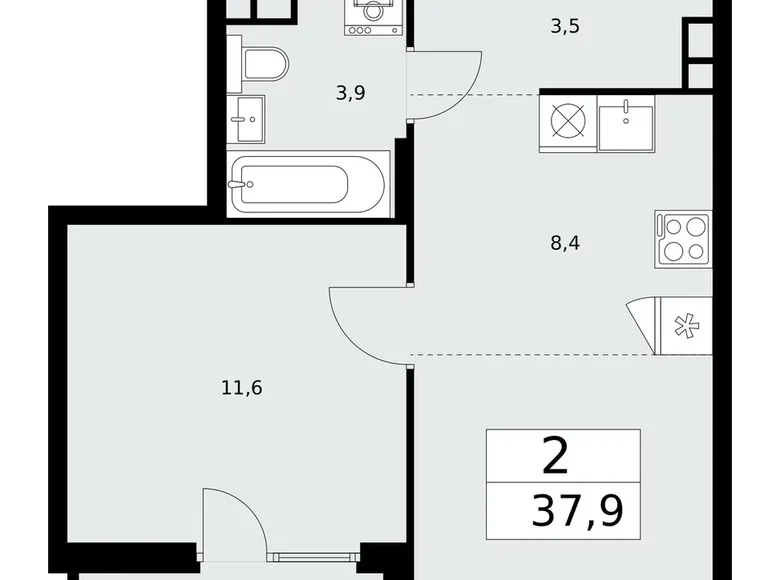 Wohnung 2 zimmer 38 m² Troizk, Russland