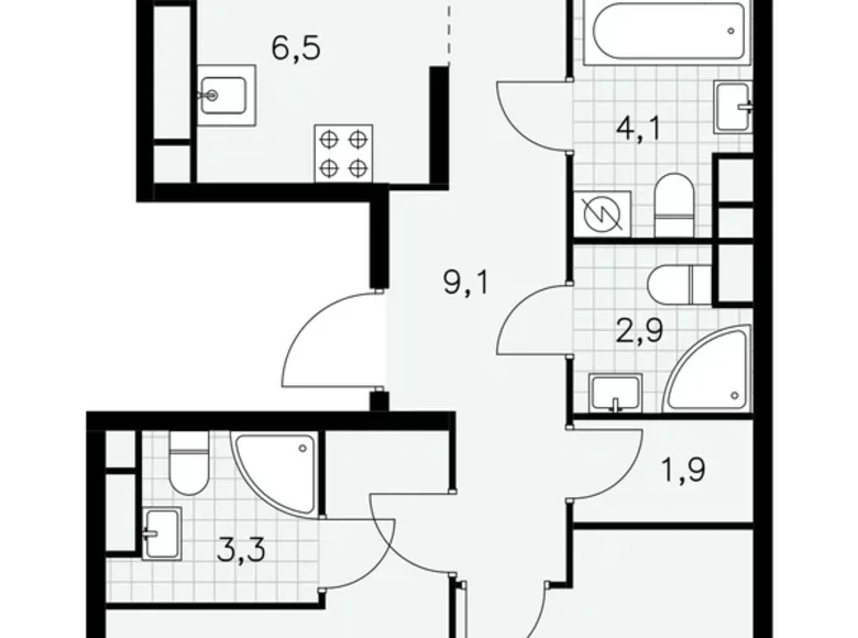 4 room apartment 77 m² Moscow, Russia