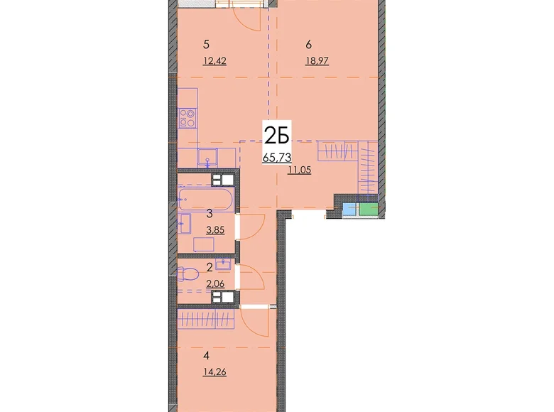 Квартира 2 комнаты 66 м² Минск, Беларусь