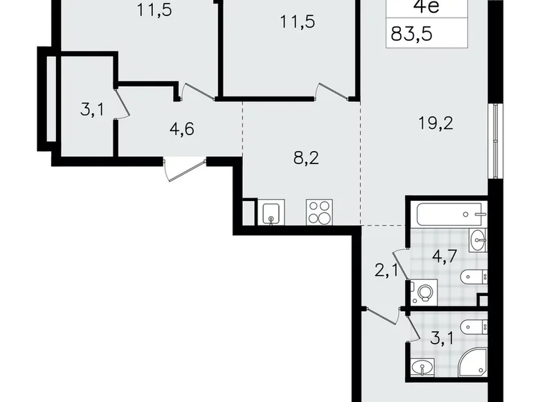 Appartement 4 chambres 84 m² Vsevolozhsk, Russie