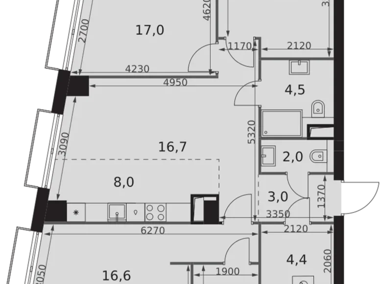 Mieszkanie 4 pokoi 94 m² Moskwa, Rosja