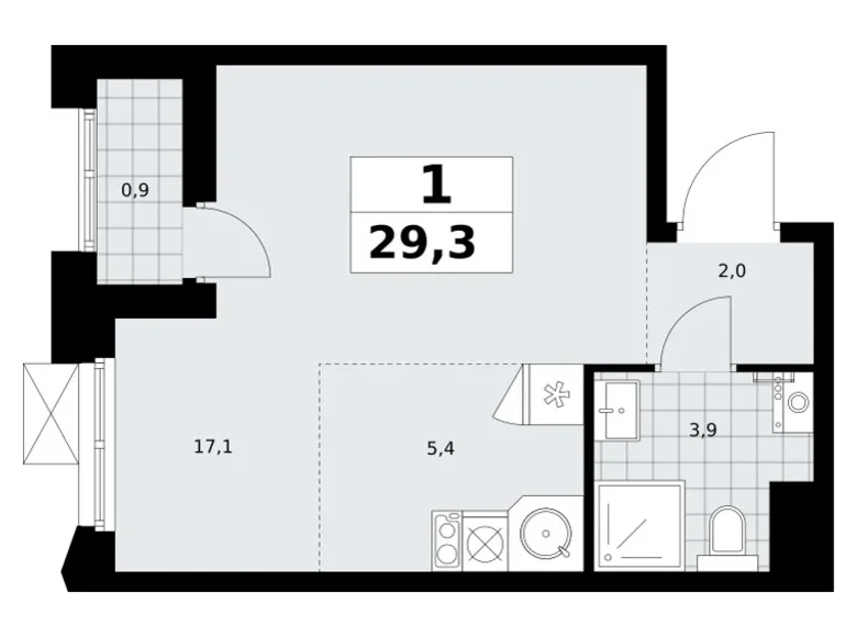 Appartement 1 chambre 29 m² Troïtsk, Russie