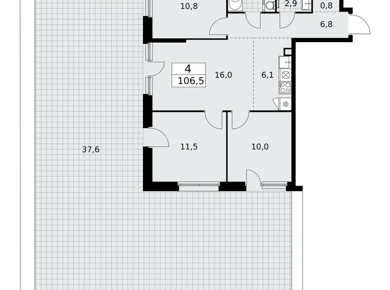 4 room apartment 107 m² Kommunarka, Russia