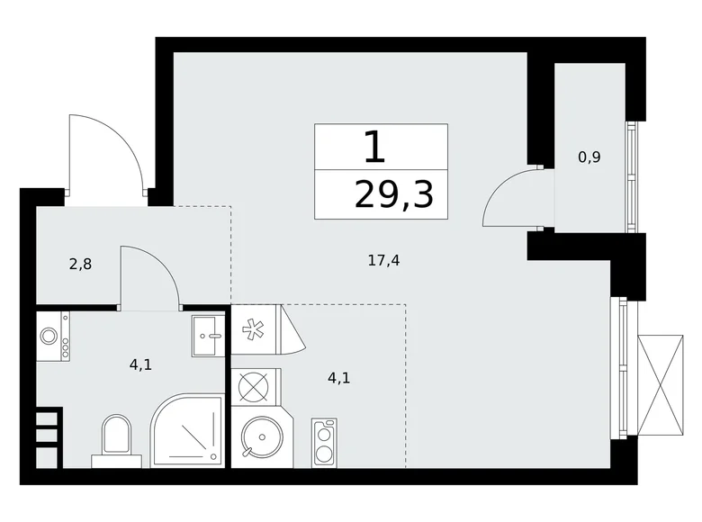 Apartamento 1 habitación 29 m² Kommunarka, Rusia