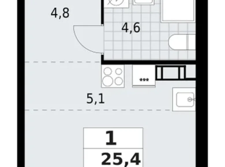 Mieszkanie 1 pokój 25 m² Krasnoye Selo, Rosja