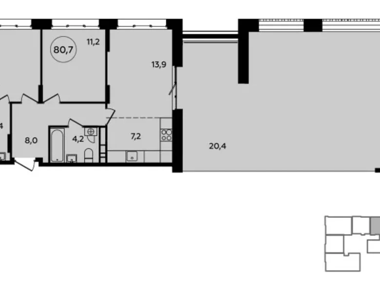 3 room apartment 80 m² Kommunarka, Russia