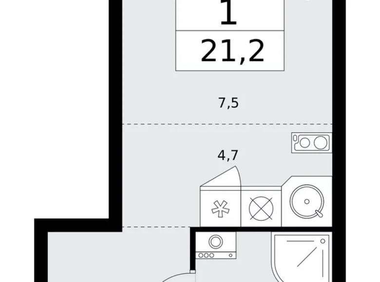 Wohnung 1 zimmer 21 m² Kommunarka, Russland