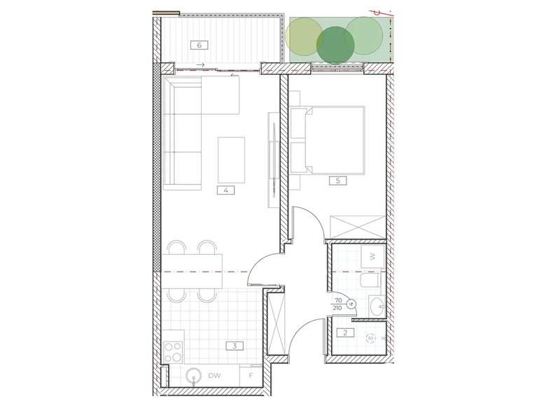 Mieszkanie 1 pokój 47 m² Boreti, Czarnogóra