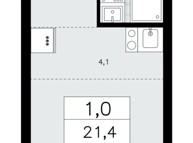 Wohnung 1 zimmer 21 m² Krasnoje Selo, Russland