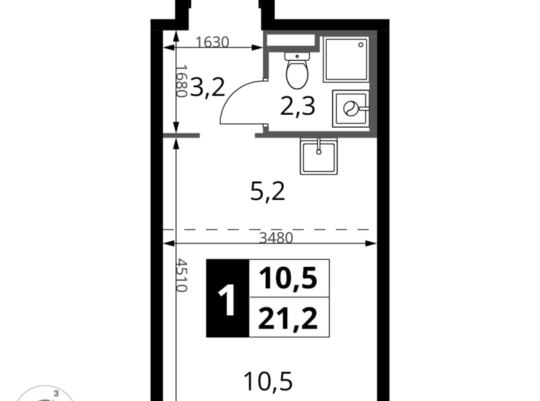 Estudio 1 habitación 21 m² Sapronovo, Rusia