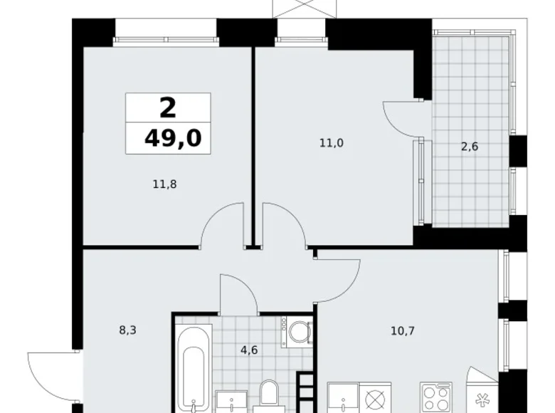 Квартира 2 комнаты 49 м² район Коммунарка, Россия