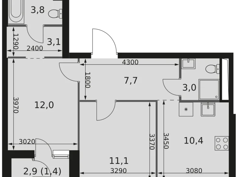 Wohnung 2 zimmer 53 m² Moskau, Russland