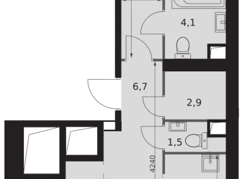 2 room apartment 63 m² Moscow, Russia