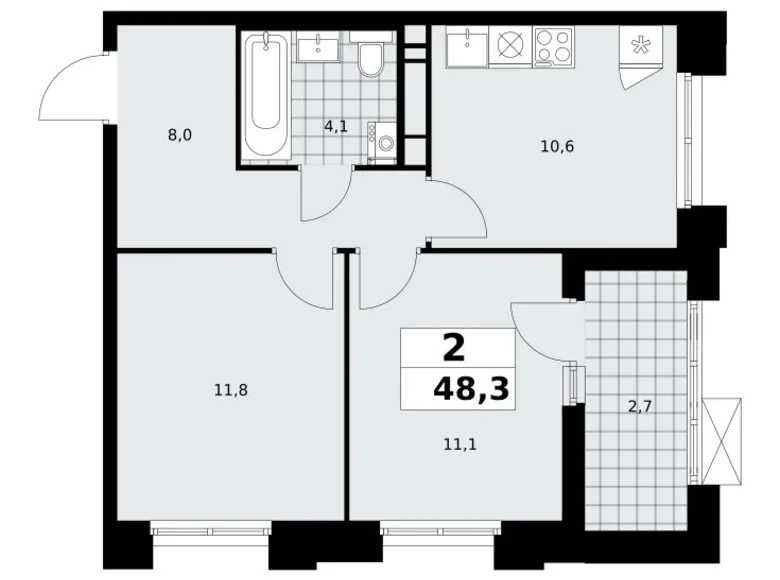 Квартира 2 комнаты 48 м² район Коммунарка, Россия