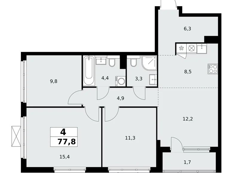 Квартира 4 комнаты 78 м² район Коммунарка, Россия