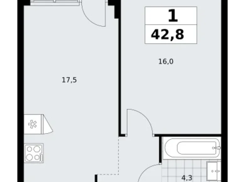 Wohnung 1 zimmer 43 m² Kommunarka, Russland