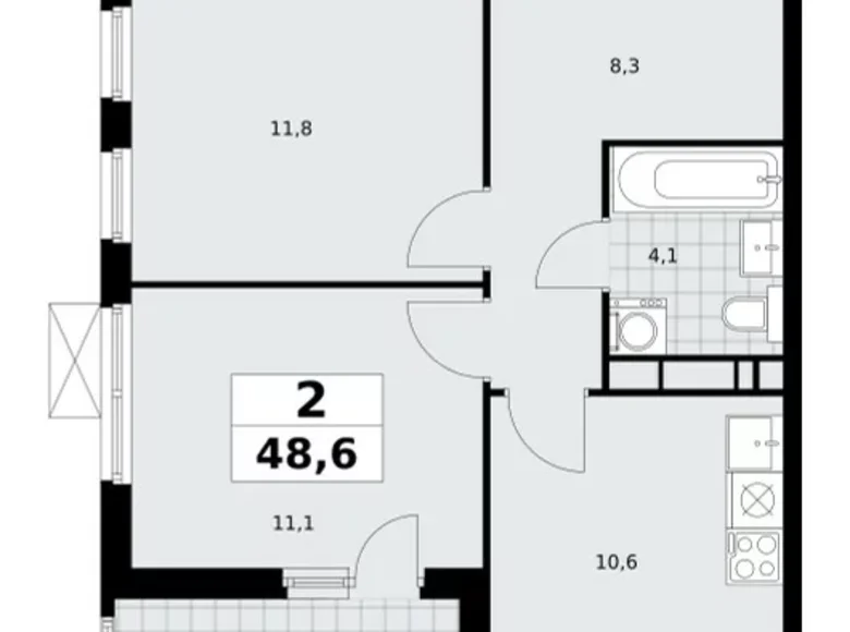 Wohnung 2 zimmer 49 m² Kommunarka, Russland