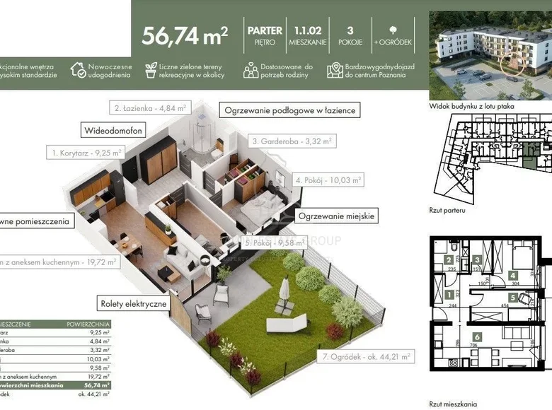 Квартира 3 комнаты 57 м² Познань, Польша
