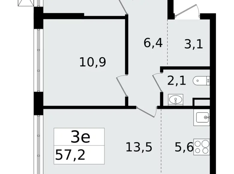 Квартира 3 комнаты 57 м² Всеволожск, Россия