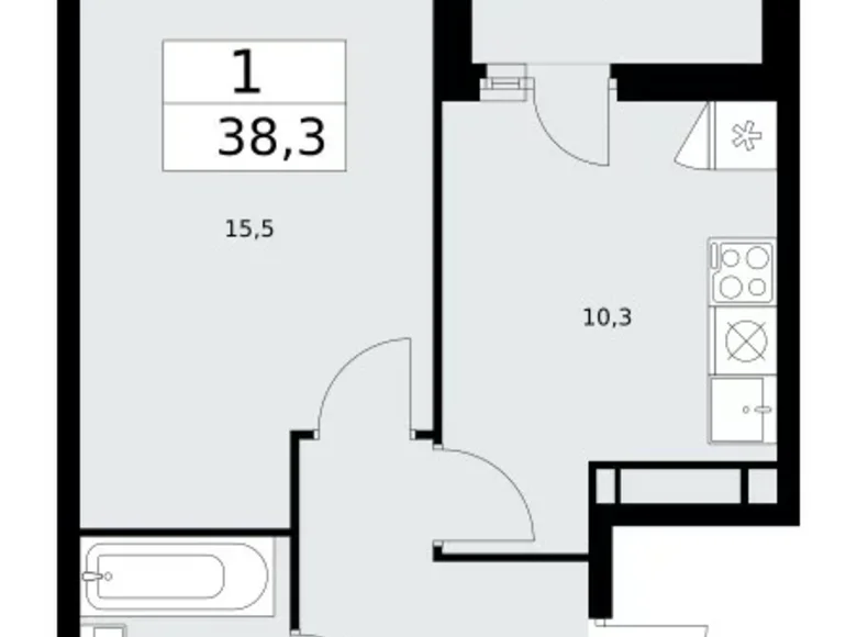 Wohnung 1 zimmer 38 m² Kommunarka, Russland