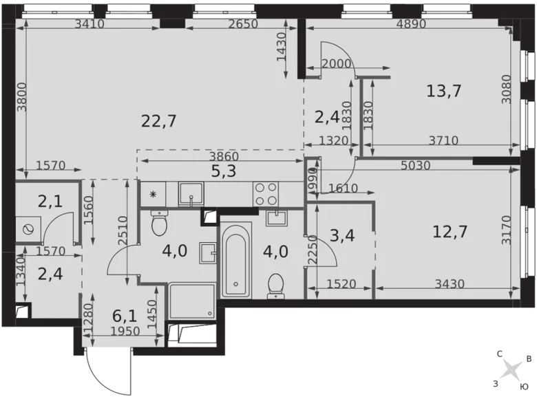 Квартира 3 комнаты 79 м² Москва, Россия