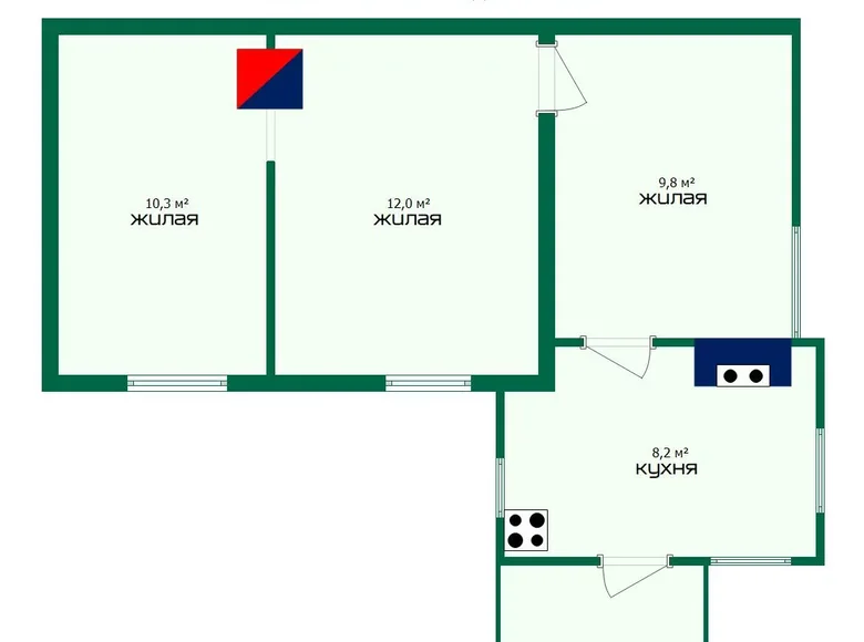 3 room apartment 40 m² Lida, Belarus