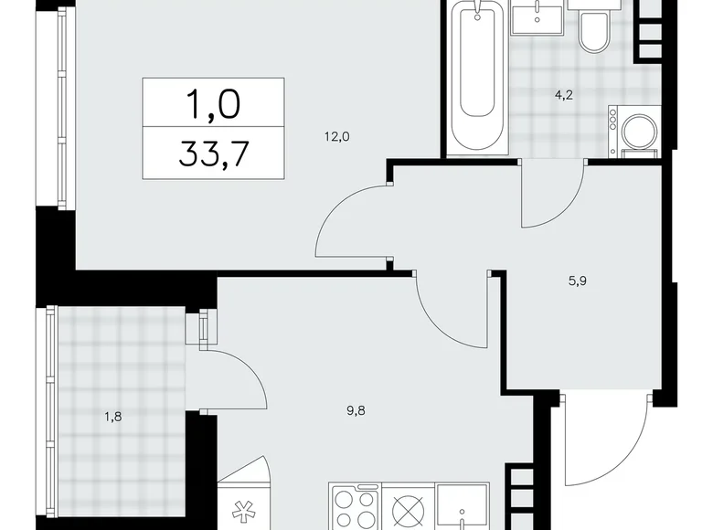 Mieszkanie 1 pokój 34 m² Kommunarka, Rosja