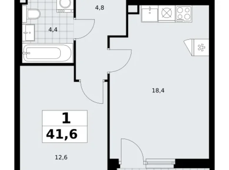 Wohnung 1 zimmer 42 m² Troizk, Russland