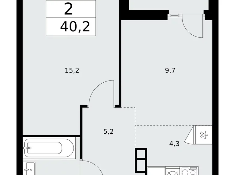 Apartamento 2 habitaciones 40 m² Troitsk, Rusia