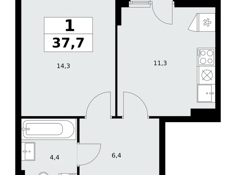 Appartement 1 chambre 38 m² Kommunarka, Russie