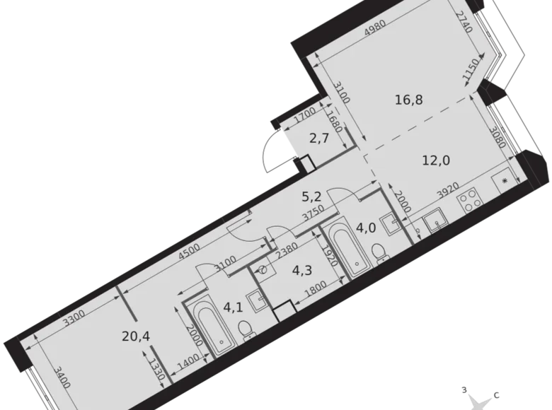 Wohnung 2 zimmer 70 m² Moskau, Russland