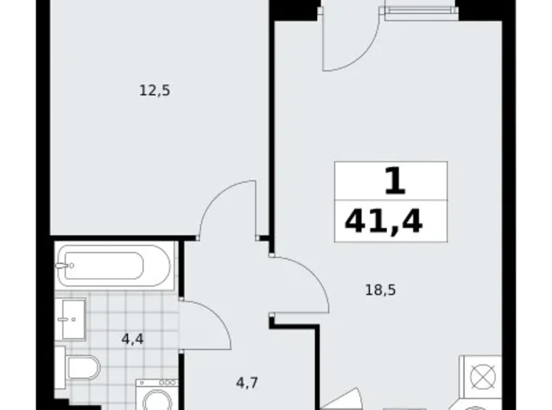 Wohnung 1 zimmer 41 m² Troizk, Russland