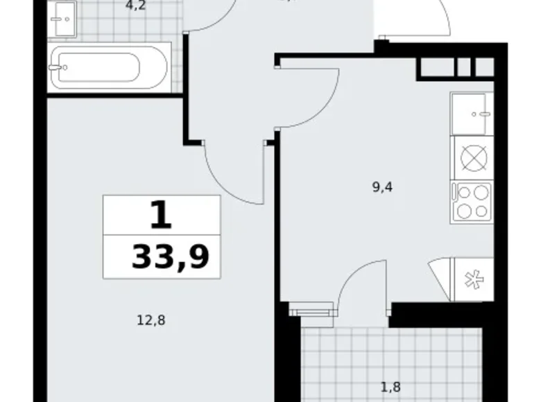 Wohnung 1 zimmer 34 m² Kommunarka, Russland