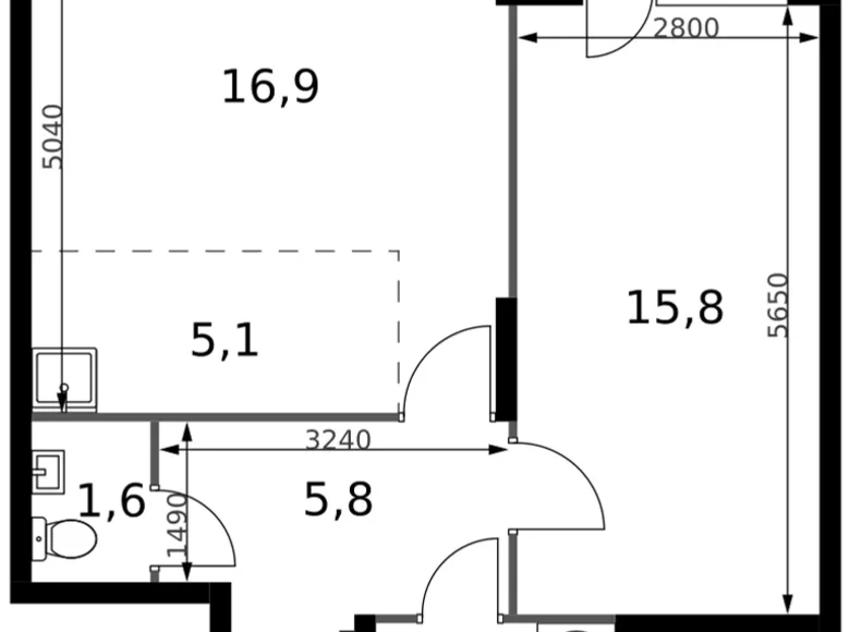 Mieszkanie 2 pokoi 50 m² Sapronovo, Rosja