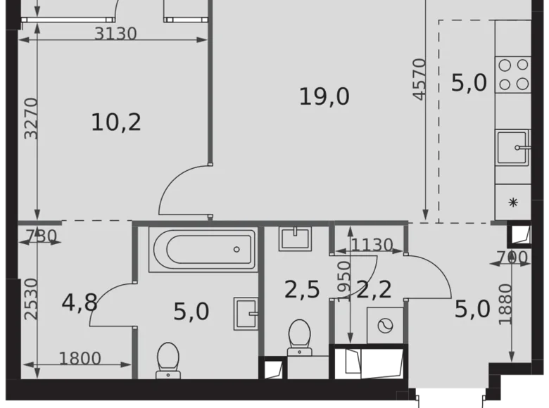 Wohnung 2 zimmer 58 m² Moskau, Russland