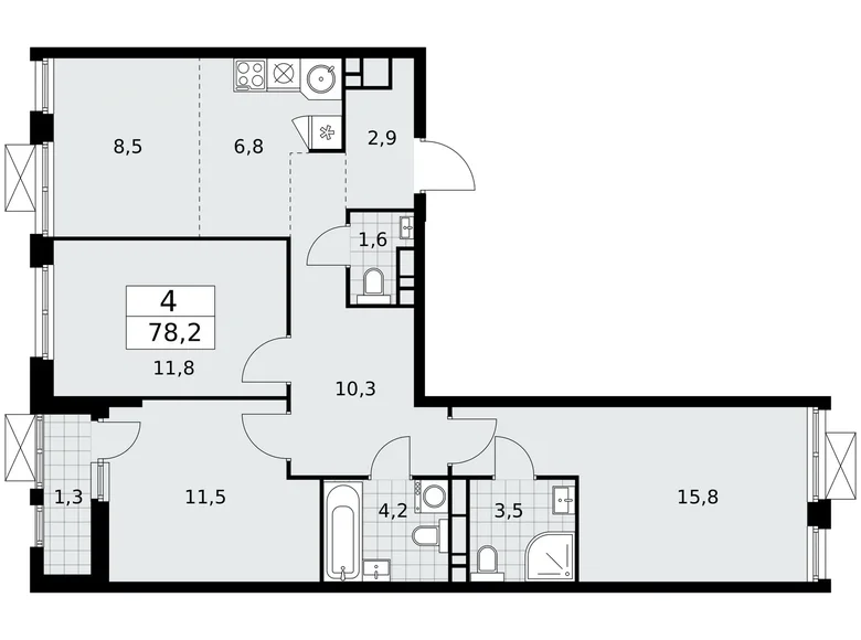 Apartamento 4 habitaciones 78 m² Kommunarka, Rusia