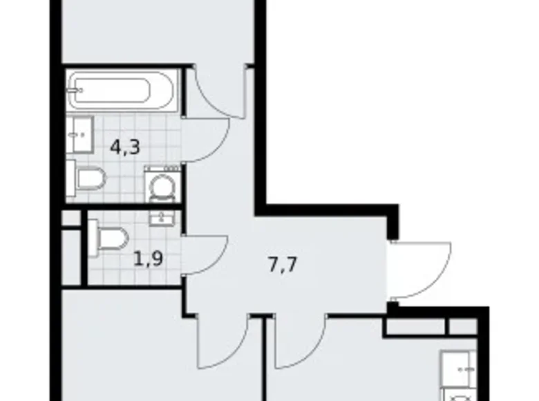 2 room apartment 56 m² Vnukovo, Russia
