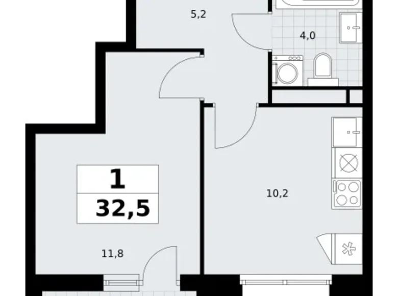 Wohnung 1 zimmer 33 m² Wnukowo, Russland