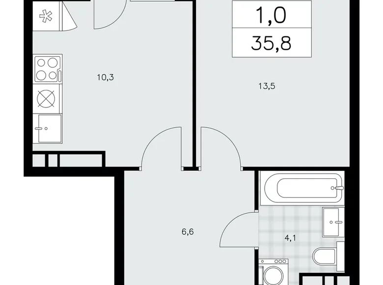 Wohnung 1 zimmer 36 m² Kommunarka, Russland