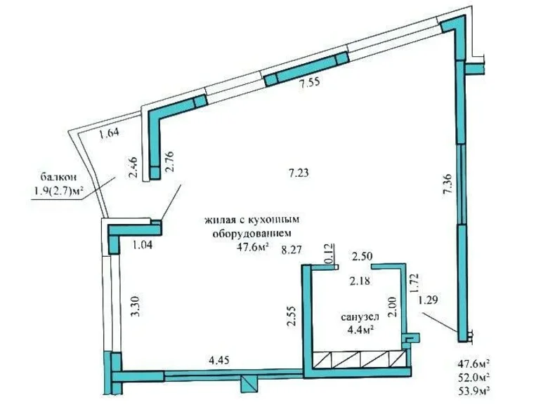 Appartement 2 chambres 54 m² Minsk, Bélarus