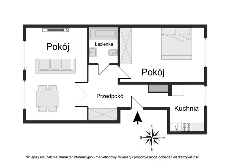 2 room apartment 63 m² Warsaw, Poland