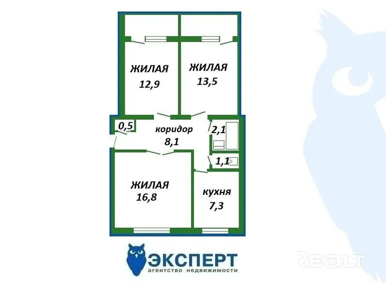 Wohnung 3 zimmer 65 m² Dsjarschynsk, Belarus