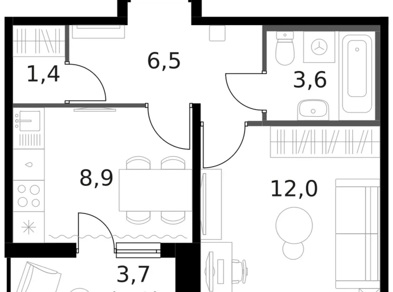 Wohnung 1 zimmer 34 m² Moskau, Russland