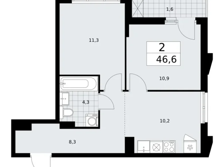 Wohnung 2 zimmer 47 m² Troizk, Russland
