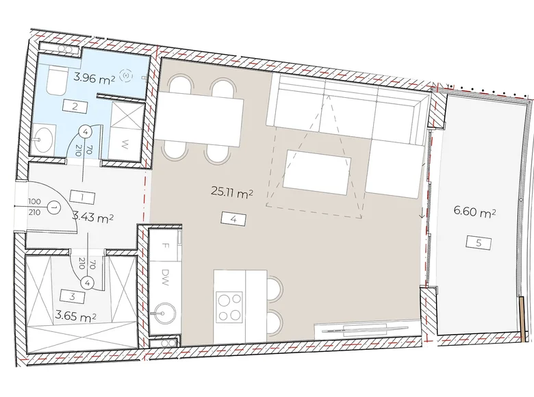 Studio 1 zimmer 43 m² Boreti, Montenegro