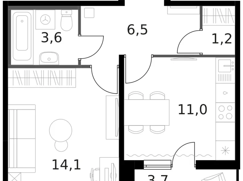 Wohnung 1 zimmer 38 m² Moskau, Russland