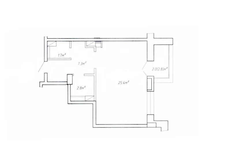 1 room apartment 39 m² Minsk, Belarus