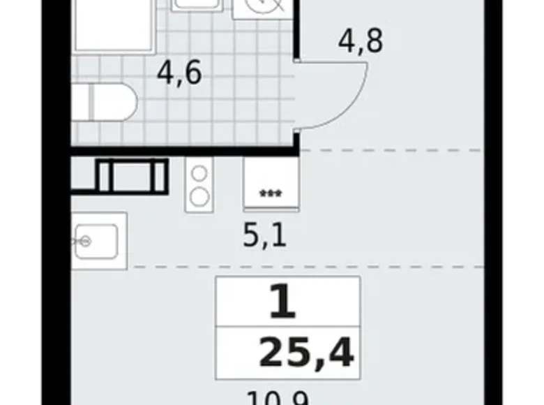 Квартира 1 комната 25 м² Красное Село, Россия