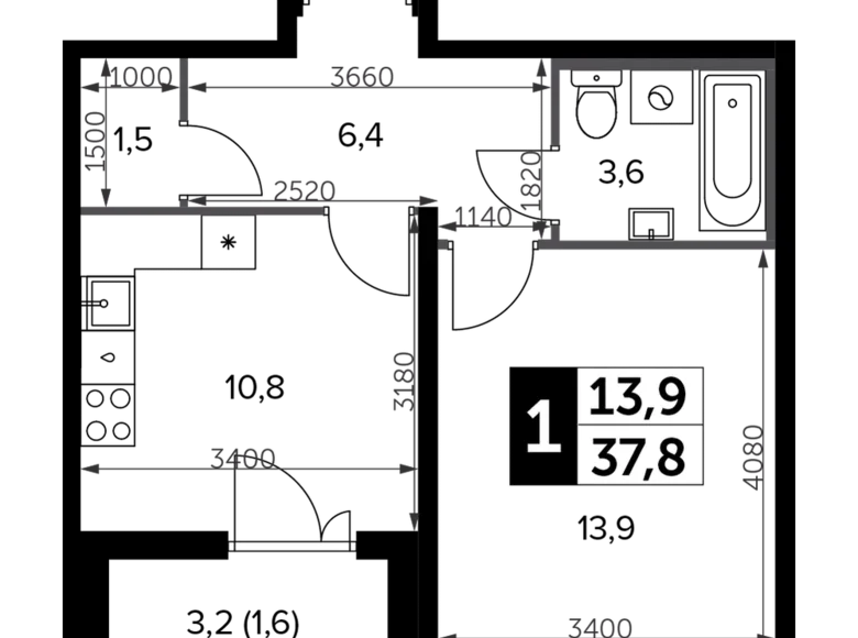 Appartement 1 chambre 38 m² Leninsky District, Russie